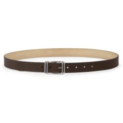 Ceinture cuir chic marron foncé, boucle rectangulaire, originale, argentée - 30mm - 5117