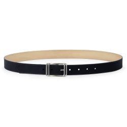 Ceinture cuir chic noir, boucle rectangulaire, originale, argentée - 30mm - 5117