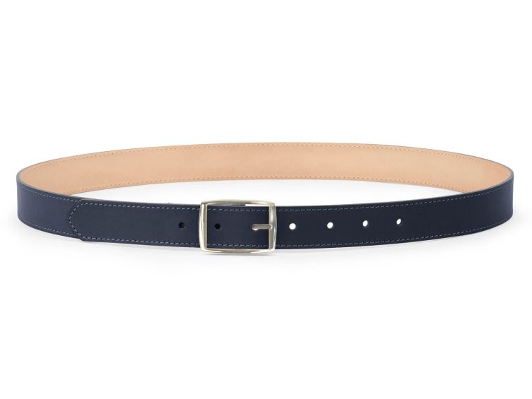 Ceinture cuir chic bleu marine, boucle rectangulaire, moderne, dorée - 30mm - 5118