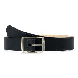 Ceinture cuir chic noir, boucle rectangulaire, moderne, dorée - 30mm - 5118