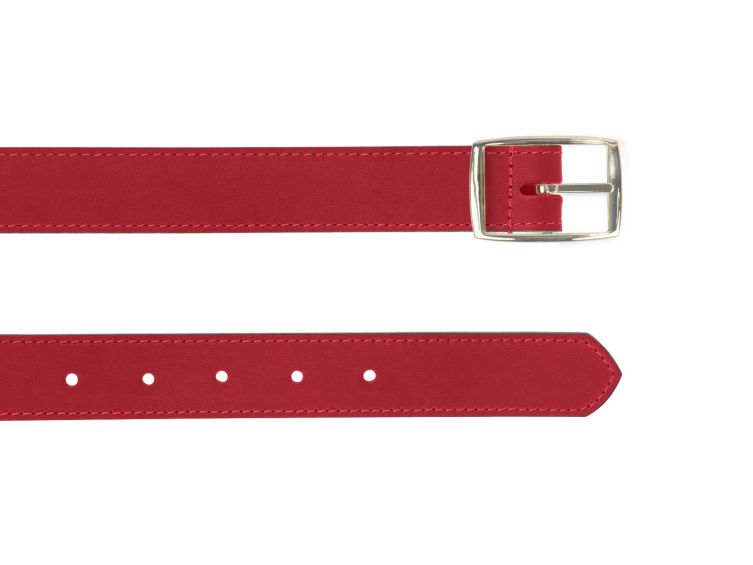 Ceinture cuir chic rouge, boucle rectangulaire, moderne, dorée - 30mm - 5118