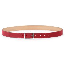 Ceinture cuir chic rouge, boucle rectangulaire, moderne, argentée - 30mm - 5119