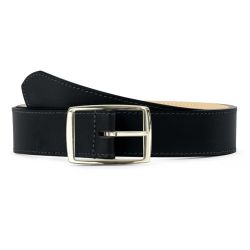 Ceinture cuir chic noir, boucle rectangulaire, moderne, dorée - 35mm - 5120