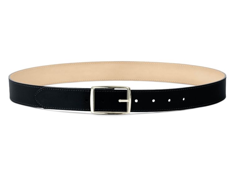 Ceinture cuir chic noir, boucle rectangulaire, moderne, dorée - 35mm - 5120
