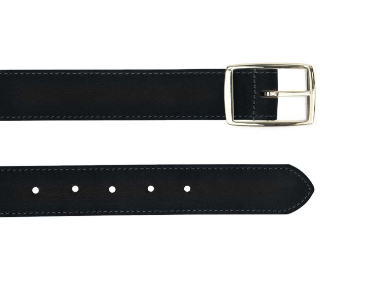Ceinture cuir chic noir, boucle rectangulaire, moderne, dorée - 35mm - 5120