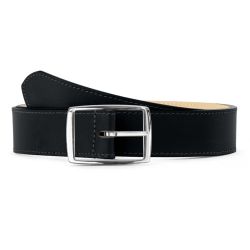 Ceinture cuir chic noir, boucle rectangulaire, moderne, argentée - 35mm - 5121