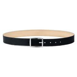 Ceinture cuir chic noir, boucle rectangulaire, moderne, argentée - 35mm - 5121