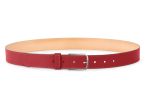 Ceinture cuir chic rouge, boucle rectangulaire, classique, argentée - 35mm - 5122