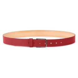 Ceinture cuir chic rouge, boucle rectangulaire, moderne, finition canon de fusil brillant - 35mm - 5123
