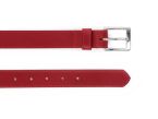 Ceinture cuir chic rouge, boucle carrée, classique, argentée - 30mm - 5126