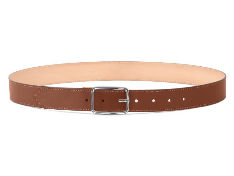 Ceinture cuir chic gold, boucle rectangulaire, classique, argentée - 35mm - 5128