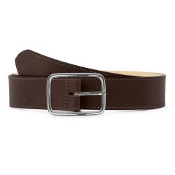 Ceinture cuir chic marron foncé, boucle rectangulaire, classique, argentée - 35mm - 5128