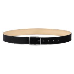 Ceinture cuir chic noir, boucle rectangulaire, classique, argentée - 35mm - 5128