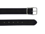Ceinture cuir chic noir, boucle rectangulaire, classique, argentée - 35mm - 5128