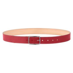 Ceinture cuir chic rouge, boucle rectangulaire, classique, argentée - 35mm - 5128