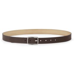 Ceinture cuir chic marron foncé, boucle rectangulaire, classique, argentée - 30mm - 5131