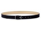 Ceinture cuir chic noir, boucle rectangulaire, classique, argentée - 30mm - 5131