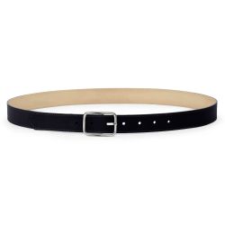 Ceinture cuir chic noir, boucle rectangulaire, classique, argentée - 30mm - 5131