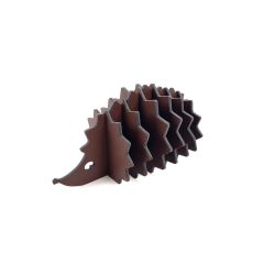 Hérisson en cuir marron, décoration transformable en set de 6 sous-verres