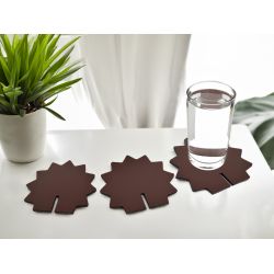 Hérisson en cuir marron, décoration transformable en set de 6 sous-verres