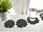 Hérisson en cuir noir, décoration transformable en set de 6 sous-verres