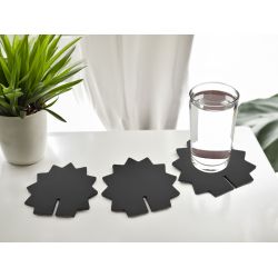Hérisson en cuir noir, décoration transformable en set de 6 sous-verres