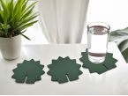 Hérisson en cuir vert, décoration transformable en set de 6 sous-verres
