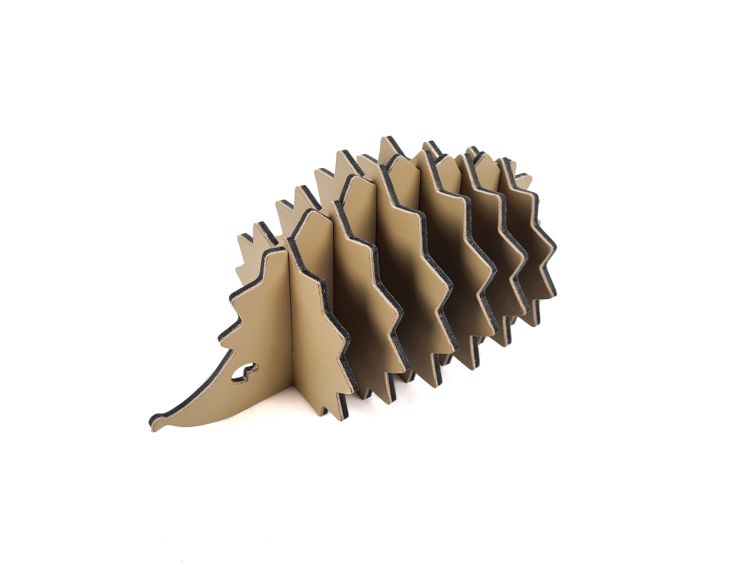 Hérisson en cuir beige, décoration transformable en set de 6 sous-verres