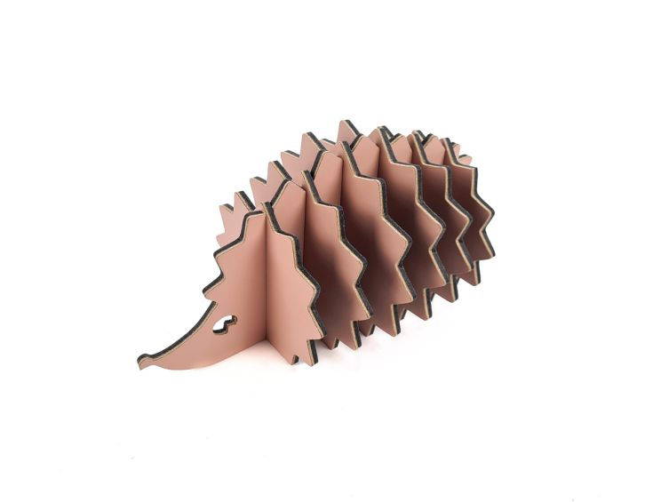 Hérisson en cuir rose, décoration transformable en set de 6 sous-verres