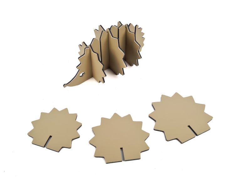 Hérisson en cuir beige, décoration transformable en set de 6 sous-verres