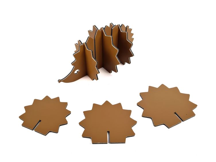 Hérisson en cuir gold, décoration transformable en set de 6 sous-verres