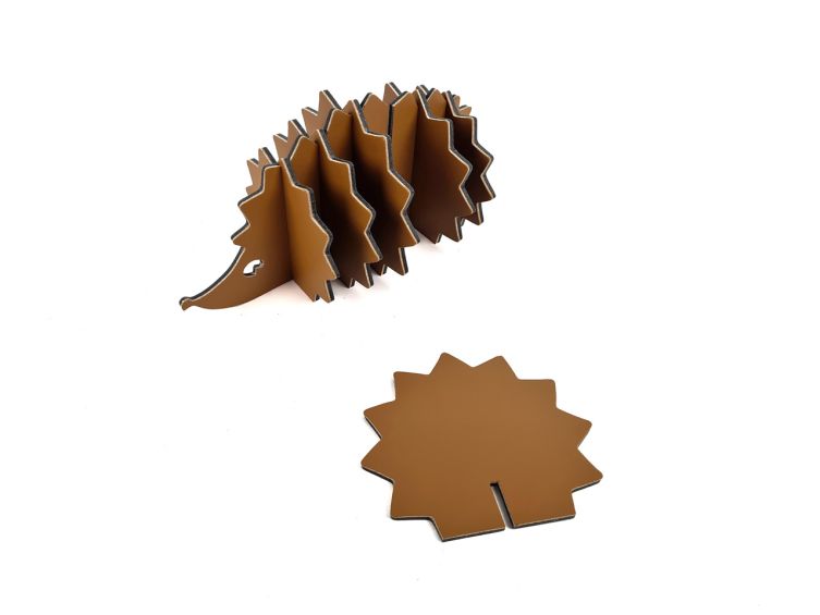 Hérisson en cuir gold, décoration transformable en set de 6 sous-verres