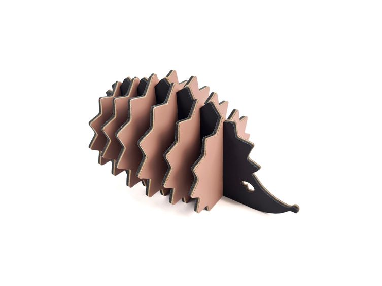 Hérisson en cuir rose, décoration transformable en set de 6 sous-verres