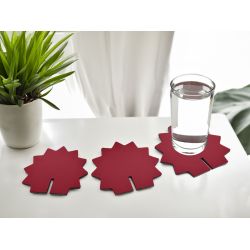 Hérisson en cuir rouge, décoration transformable en set de 6 sous-verres