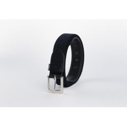 Ceinture élastique en cuir bleu marine - 10103
