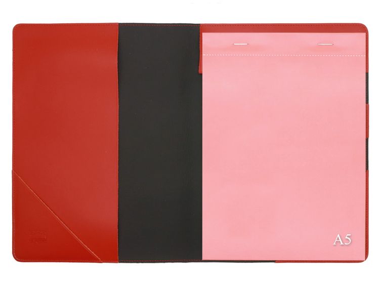 Conférencier A5 en cuir rouge coquelicot 