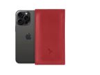 Pochette iPhone 15 Pro Max en cuir rouge - PM-047-01