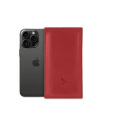 Pochette iPhone 14 Pro en cuir rouge - PM-049-01