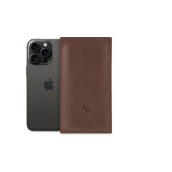 Pochette iPhone 16 Pro en cuir marron - PM-046-01