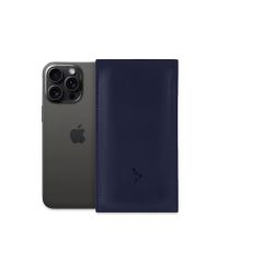 Pochette iPhone 16 Pro Max en cuir bleu - PM-045-01