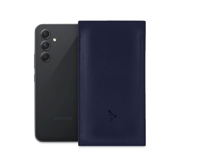 Pochette Galaxy A34 5G en cuir bleu - PM-057-01