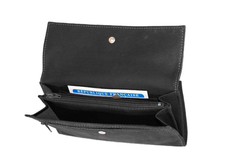 Portefeuille compagnon en cuir noir - 573