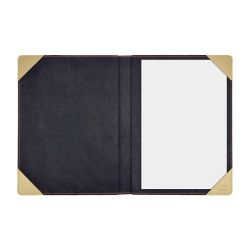 Porte signature A4 en cuir beige cafe latte 