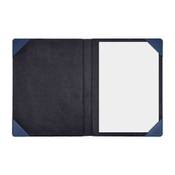 Porte signature A4 en cuir bleu cobalt 