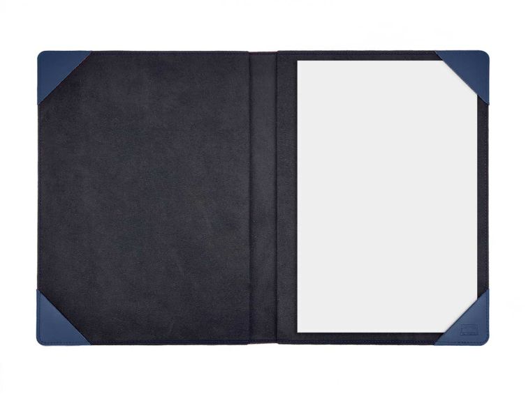 Porte signature A4 en cuir bleu cobalt 