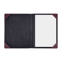 Porte signature A4 en cuir bordeaux