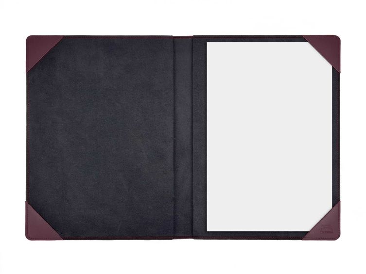 Porte signature A4 en cuir bordeaux