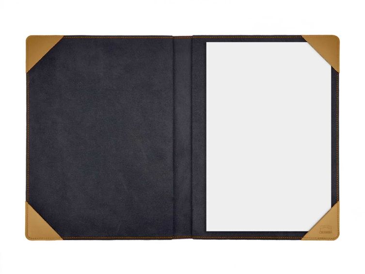 Porte signature A4 en cuir gold