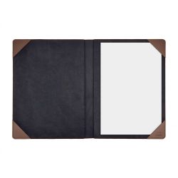 Porte signature A4 en cuir marron 