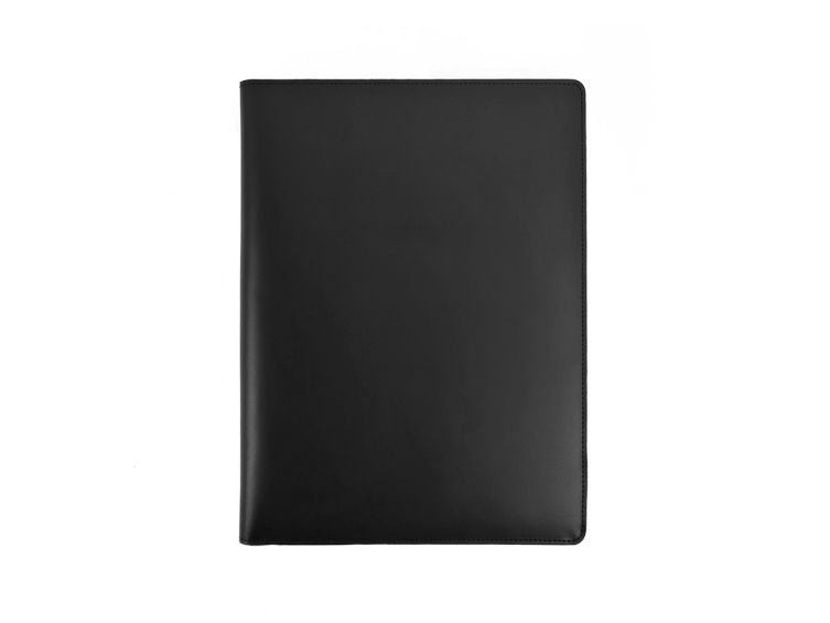 Porte signature A4 en cuir noir